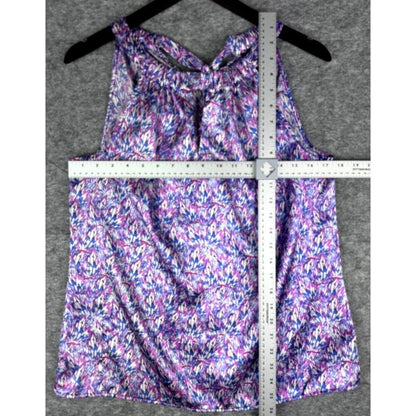 The Limited Woman’s Tie Neck Halter Tank Top Satin Feel Pink Blue Size Medium