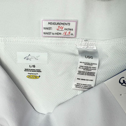 Greg Norman White Skort Sz L Tennis Golf Pockets Elastic Waist Mesh Short Liner