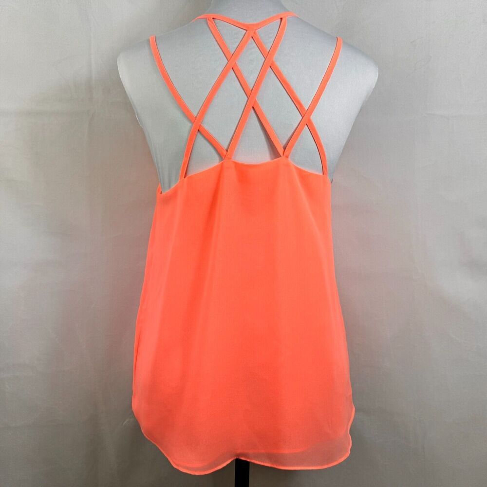 Mine Ladies Tank Top Sz M Sheer Orange Spaghetti Straps