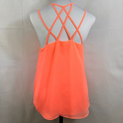 Mine Ladies Tank Top Sz M Sheer Orange Spaghetti Straps