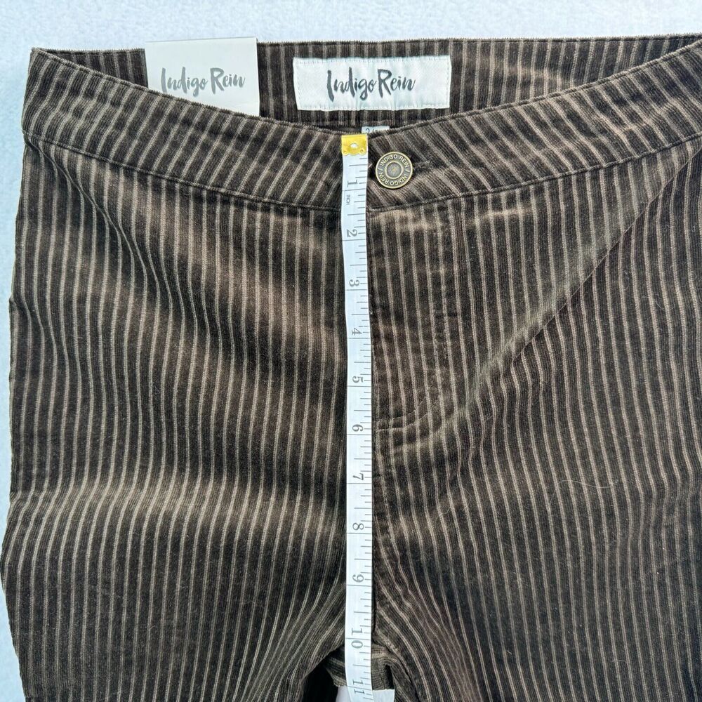 Indigo Rein Women's Skinny Pants Size 3 Brown Pinstripe Mid Rise Stretch