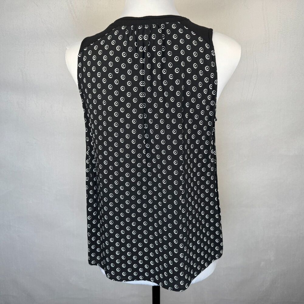 Anthropologie Maeve Women Tank Top Sz 8 Black White Circle Dots Viscose