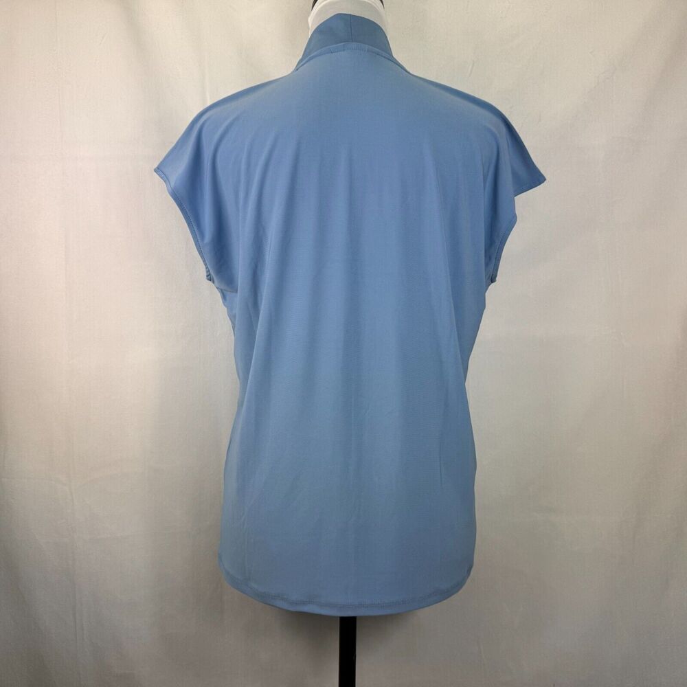 Buffalo David Bitton Blouse Sz S Light blue V-Neck Short Sleeve stand up collar