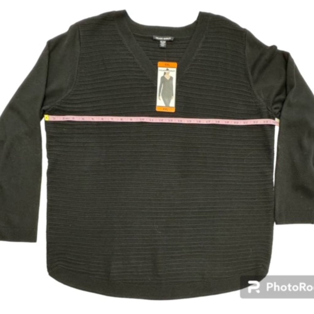 Hilary Radley Women's Size XXL Textured V-Neck Pullover Sweater