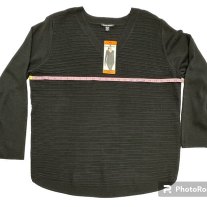 Hilary Radley Women's Size XXL Textured V-Neck Pullover Sweater