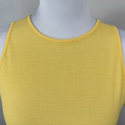 Zara BW Top Sz S Yellow Short Sleeve Round Neck Asymmetrical Peplum Hem