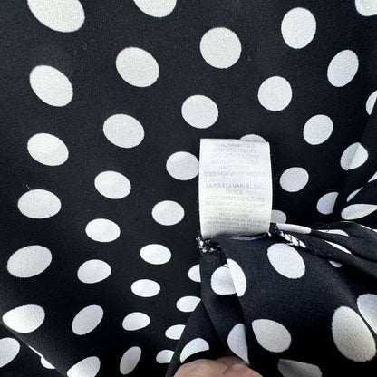 Daniel Rainn DR2 Top Womens Sz Small Black White Polka Dot Cap Sleeve Popover