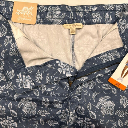 Jachs Girlfriend Women Sz XXL Shorts Blue Floral Chino Printed Midrise
