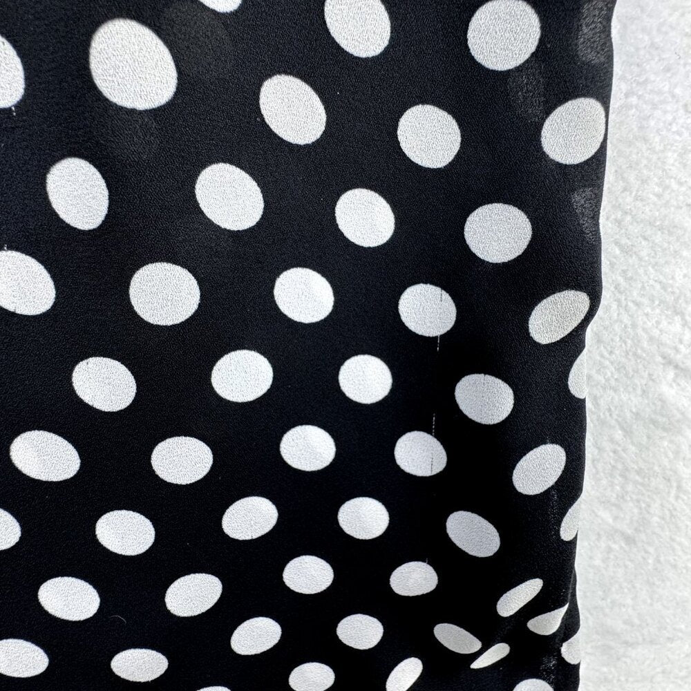 Daniel Rainn DR2 Top Womens Sz Small Black White Polka Dot Cap Sleeve Popover