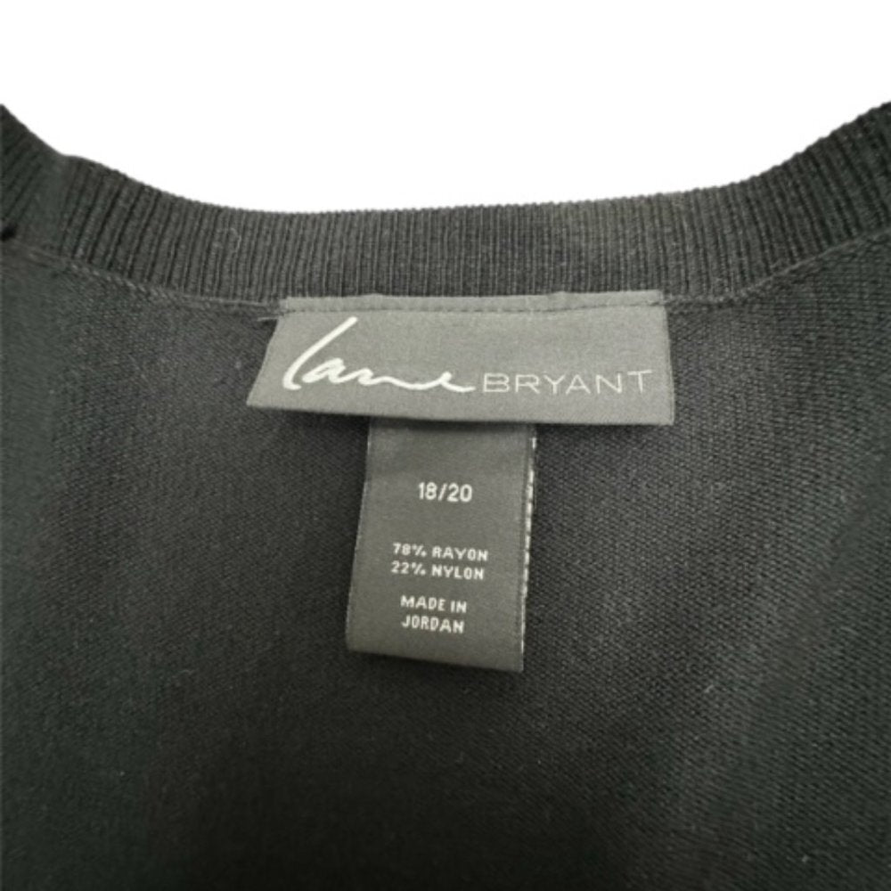 Lane Bryant Women’s Plus Size 18/20 Black V-Neck Lightweight Sweater Long Sleeve