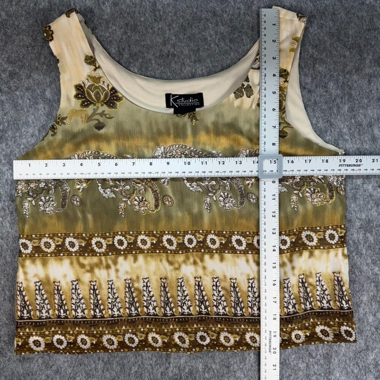 K Studio Collection Tank Top Sz 14 Brown Glitter Scoop Neck Sleeveless Lined