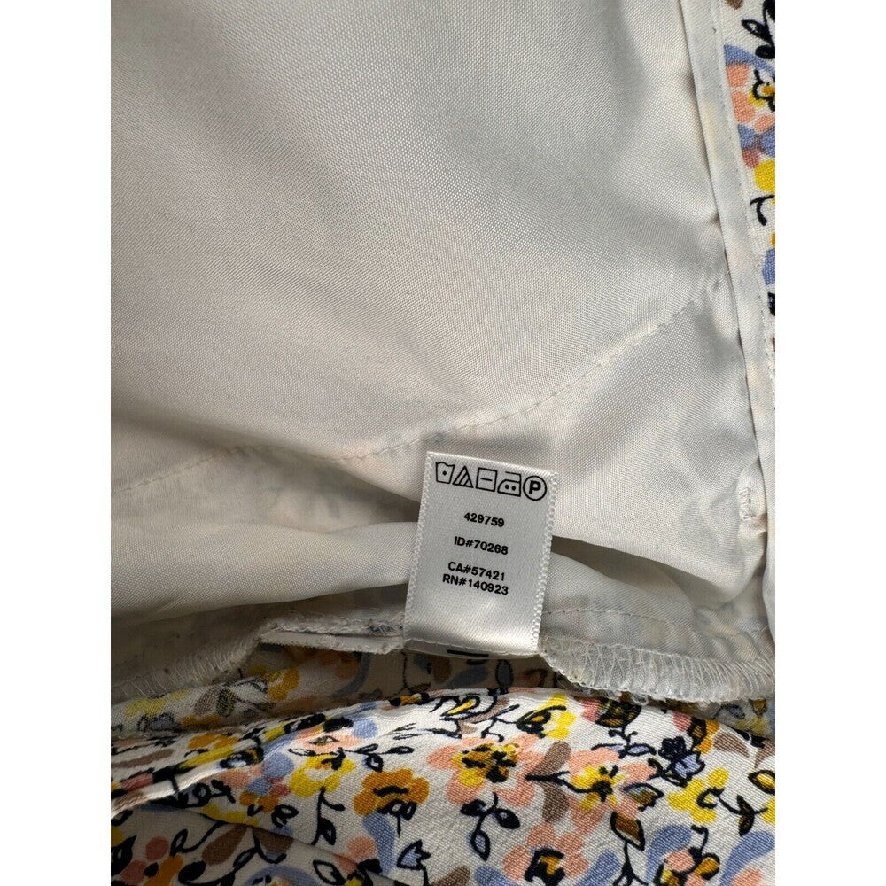 Loft Ann Taylor Short Sz 8 White with Multicolor Floral Print Pleated Flowy Zip