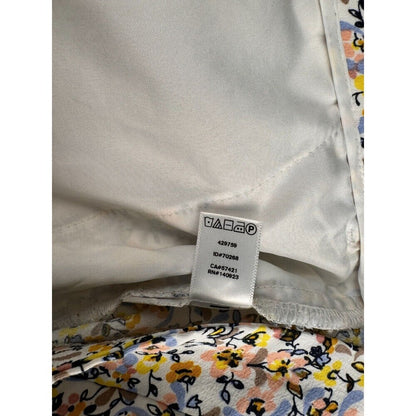 Loft Ann Taylor Short Sz 8 White with Multicolor Floral Print Pleated Flowy Zip