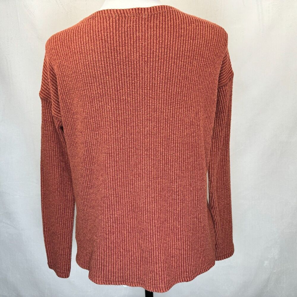 American Eagle Crop Top Sz XS Burnt Umber Ribbed Knit Button up VNeck Tie Front