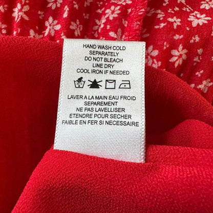 Pleione Ladies Top Sz S Accordion Swing Red White Flowers Sleeveless Lined