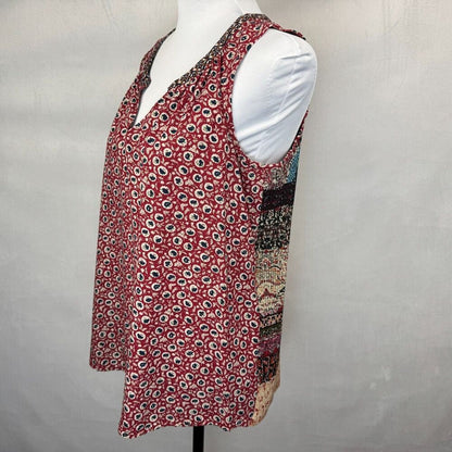 Anthropologie One September Tank Top Sz S Tamarosa Accordion Back Split Neck