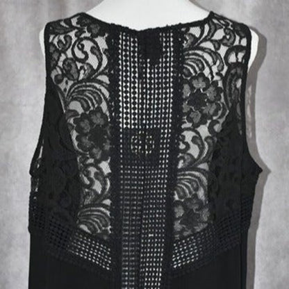 Bobeau Black Top Women Sz 1X Back Lace Crochet Sleeveless Scoop Neckline NWT