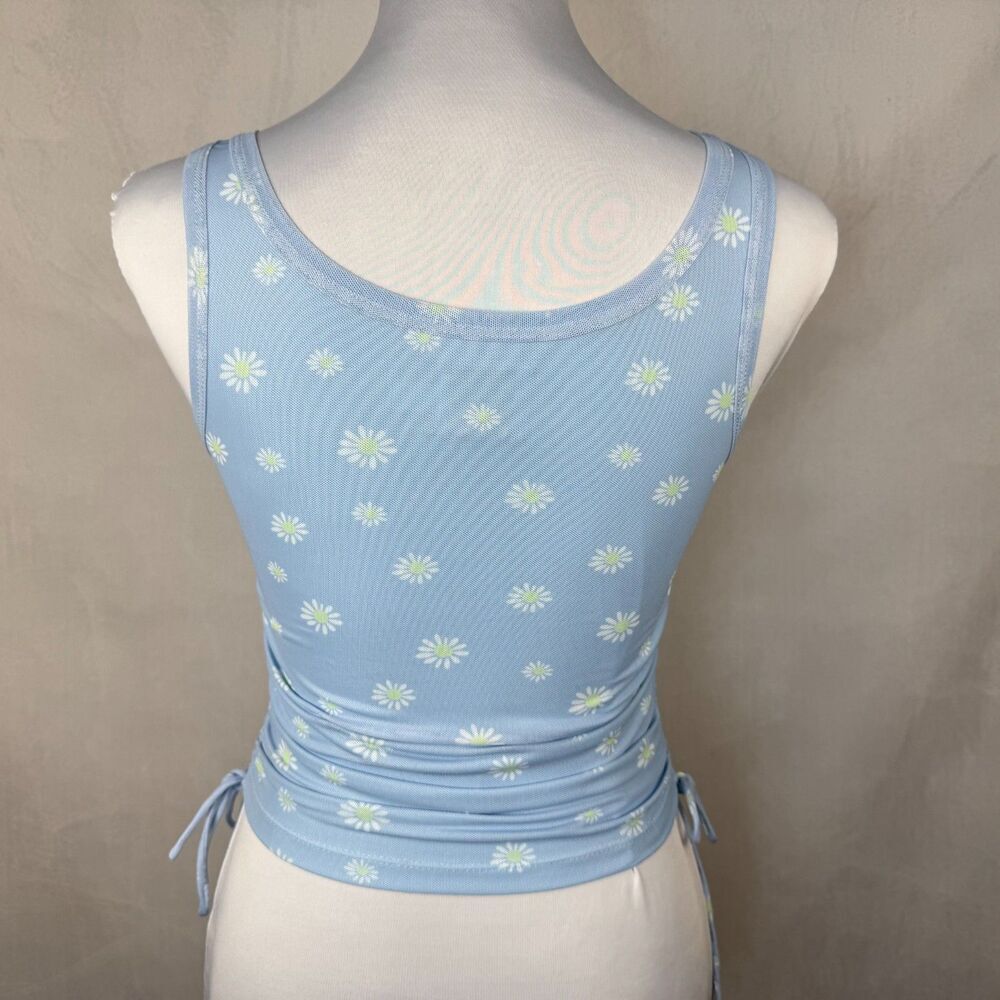 Princess Polly XX Blue Daisy Print Mesh Crop Top Women's Size 4