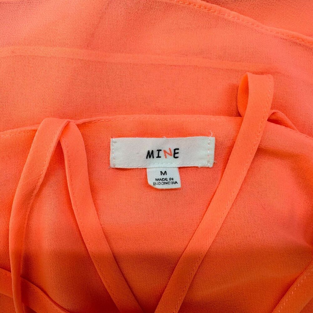 Mine Ladies Tank Top Sz M Sheer Orange Spaghetti Straps