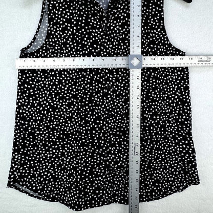 Divided H&M Blouse Women Size 6 collar button down sleeveless Black White spots