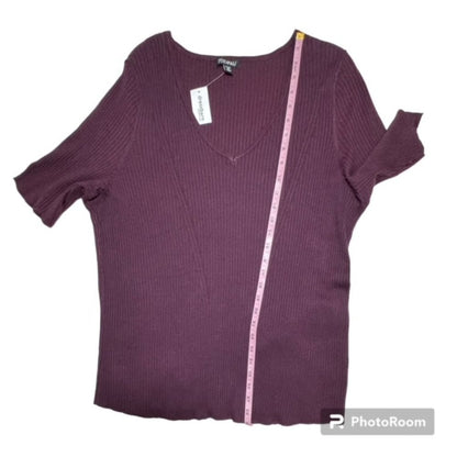 Roz Ali Dressbarn Plus Women's Size 2X Elbow Length Sleeve Knit Top NWT