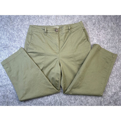 Ann Taylor Weekend Straight Pants Sz 10P Olive Green Business Casual Chino