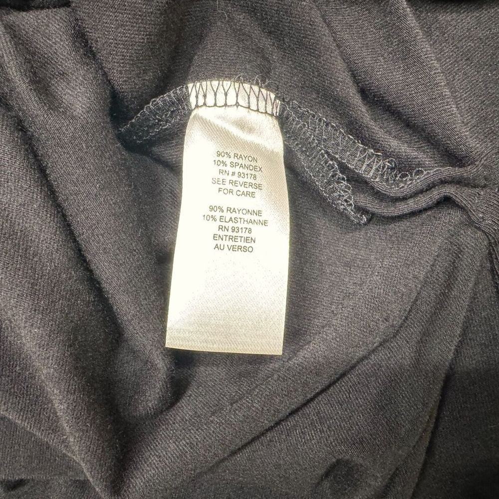 TAHARI Top Sz 1X Black V Neck Cap Short Sleeve Rayon Spandex