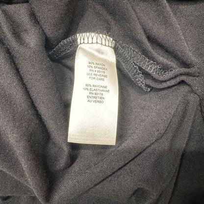 TAHARI Top Sz 1X Black V Neck Cap Short Sleeve Rayon Spandex