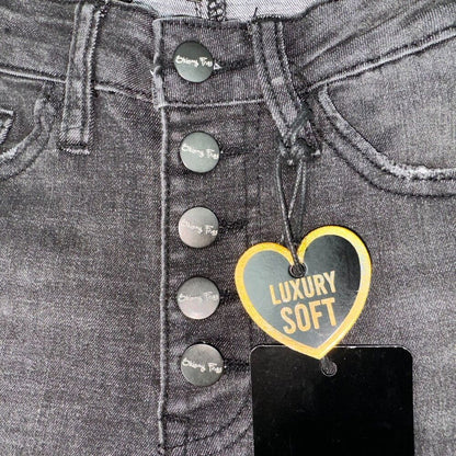 Skinny Fries Jeans Sz 9 Black Distressed Button Fly Jeans Juniors Boho