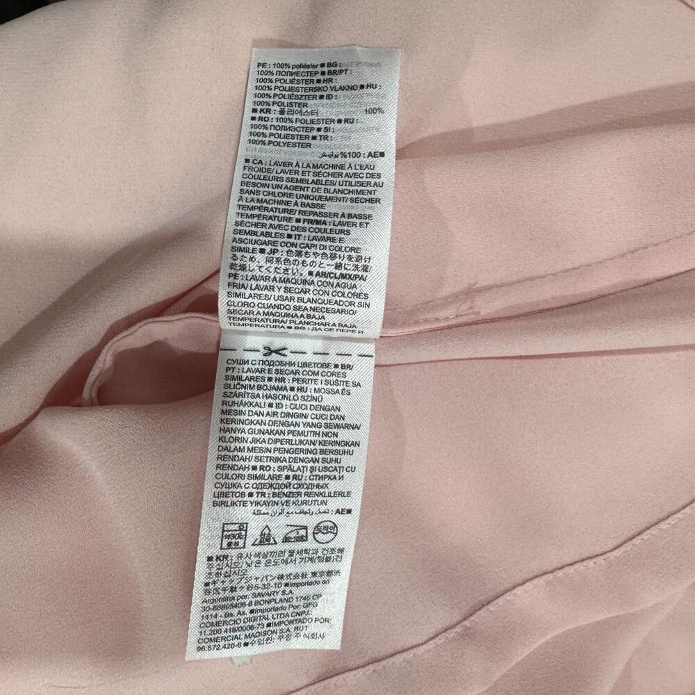 Banana Republic NWT Sheer Pink Sz XS Elastic Crew Neck Long Sleeve Flutter Cuffs
