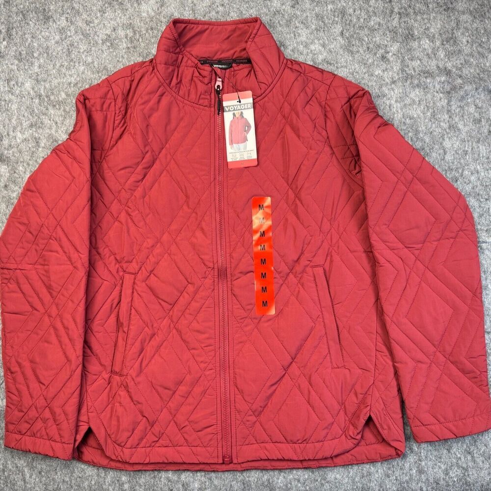 Voyager  Ladies Sz M Red Quilted Jacket Water Resistant Lightweight NWT B2061