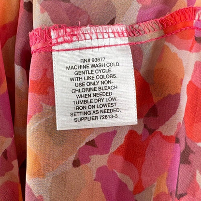 Liz Claiborne Womens Top Sz M Sheer Multicolor notched neckline pleated front