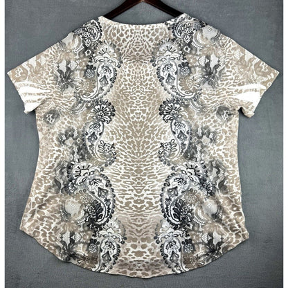 Style & Co Top Size 2X Beige Black White Paisley Embellished