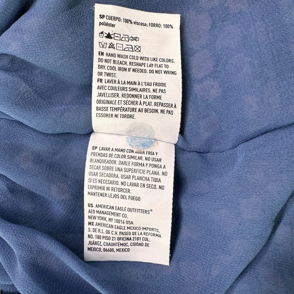American Eagle Mini Skirt Sz XS Lined Flare shirred waistline blue pink flowers