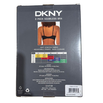 DKNY Women's 2-Pack Seamless Bra Black/Sand Size S NWT/Box B2016