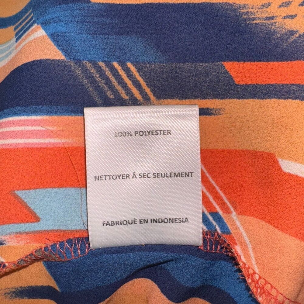 Lush Ladies Halter M Multi Blue Orange Flowy Geometric Pattern
