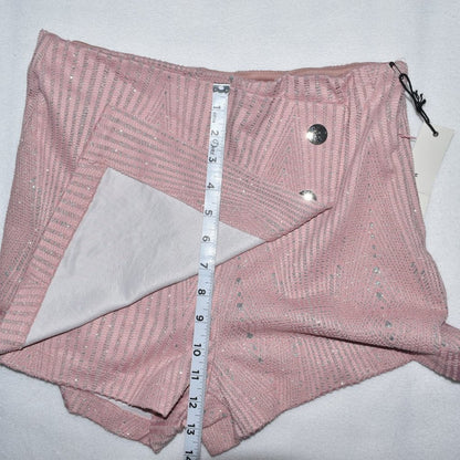 Haute Monde Skort Women Sz Medium Side Zip Dusty Pink Silver Metallic Thread
