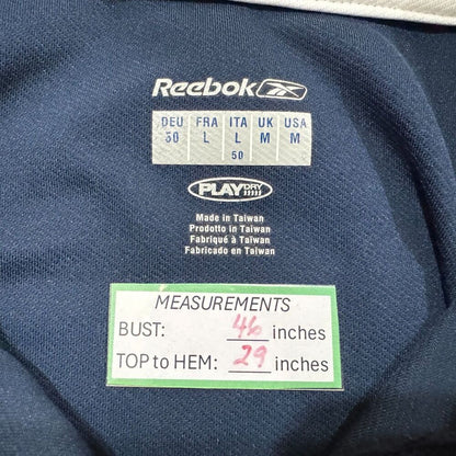 Reebok Play Dry Golf Polo Men Sz L Navy and White Short Sleeve Collared