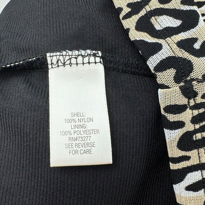 Dana Buchman Top Sz S Animal Print Short Sleeve V-Neck  Mesh Lined Stretch