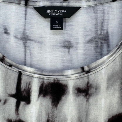 Simply Vera Top Women Sz Medium tee shirt, short sleeve, tie dye, black brown