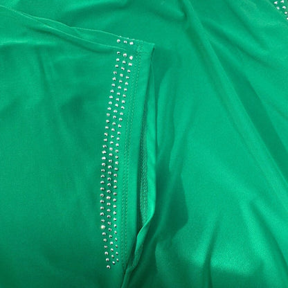 Diana Belle Women Sz L Emerald Green Cap Sleeve Embellished Scoop Cut Off Neck