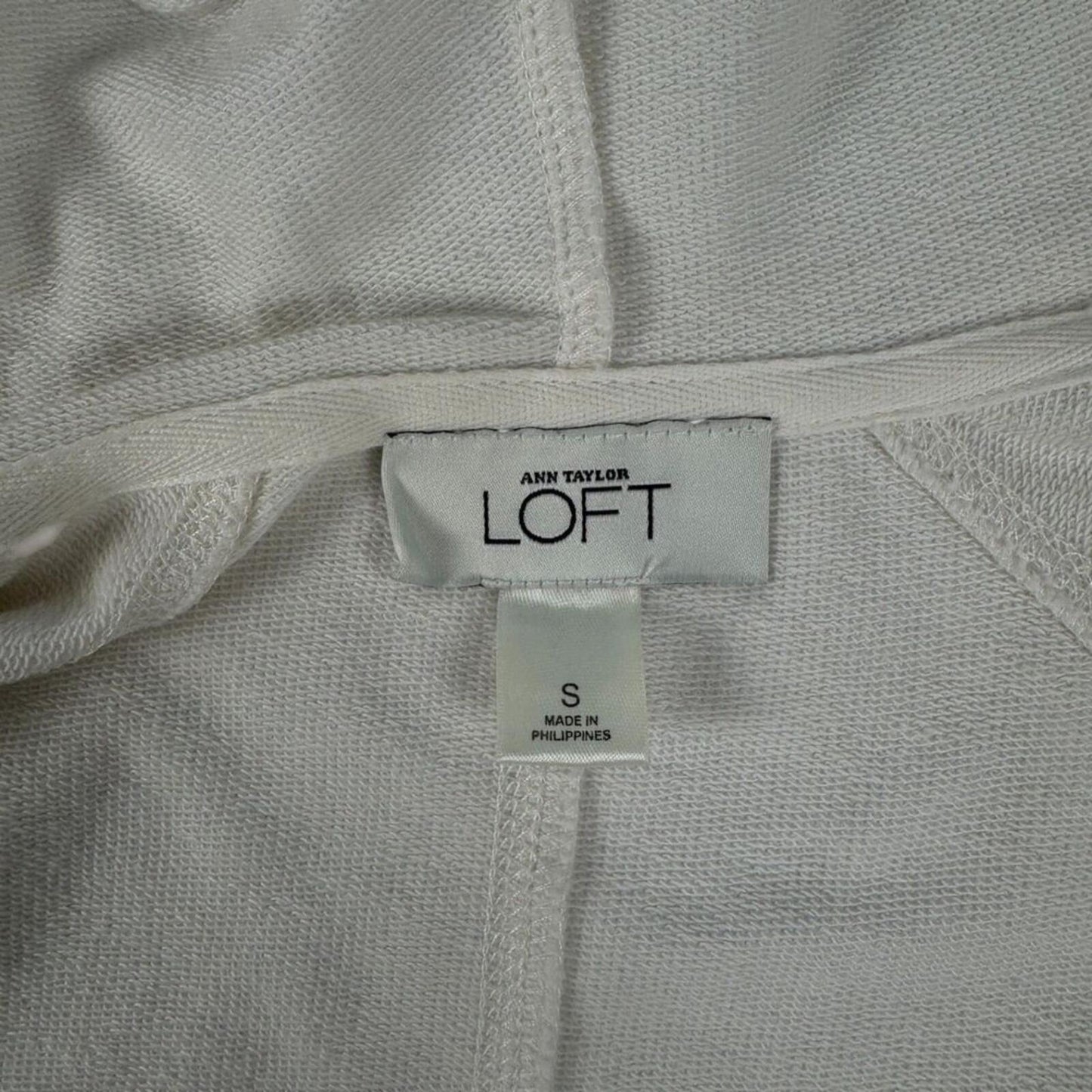 Ann Taylor Loft Jacket Women's Sz S Ivory  Zippered Hoodie Long Sleeves Pocket