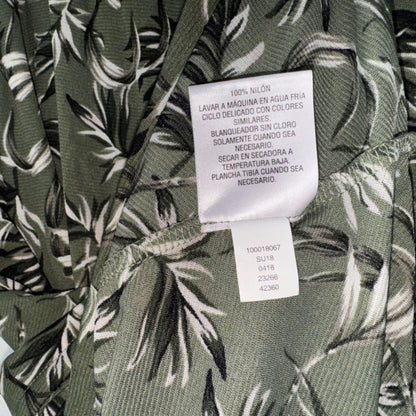 Style & Co Blouse Sz PS Green Tropical floral print Tie in front peplum