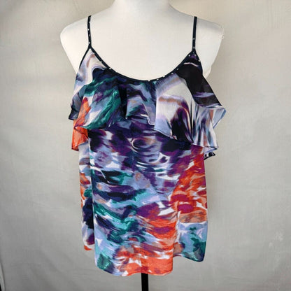 Calvin Klein Top Sz S  Multicolor Sleeveless Spaghetti Strap Ruffle Neckline