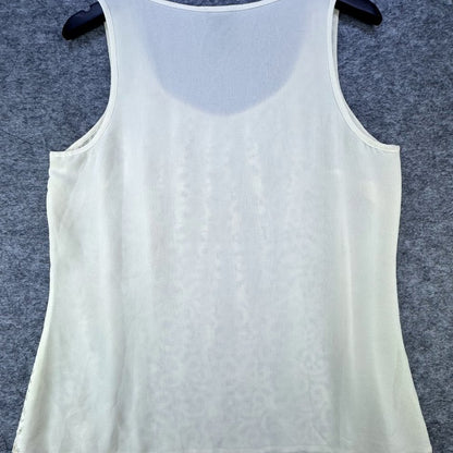 Camiseta sin mangas Ann Taylor de encaje de ganchillo color crema, cuello en U, talla G