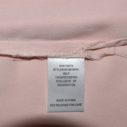 DR2 Daniel Rainn Sz S Short Sleeve Scallop Lace Trimmed V-Neck Sheer Peach