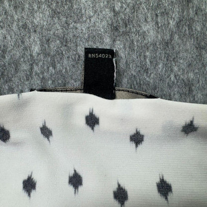 Banana Republic Women Top Sz S White Black Print Scoop Pleated Neck Sleeveless