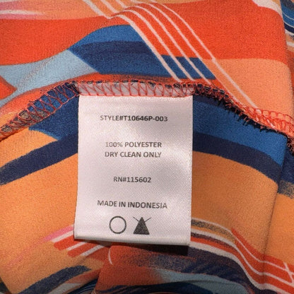 Lush Ladies Halter M Multi Blue Orange Flowy Geometric Pattern