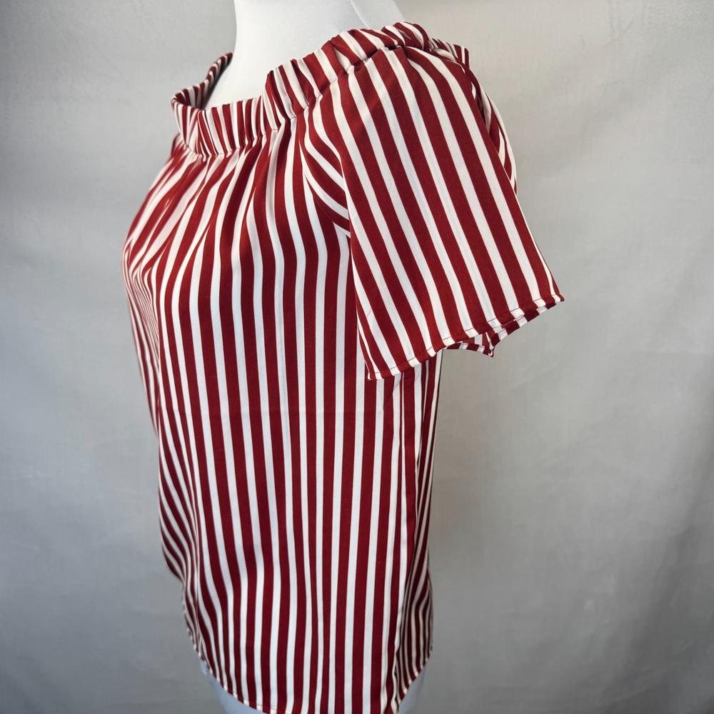 Side view of H & M women's brown striped crop top size 0