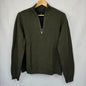 Structure Polo Sweater Men Sz L Green 1/4 Zip Long Sleeve Patched Elbows